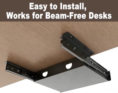 13.4" W Under Desk Drawer Slide Out Storage W/Cable Management