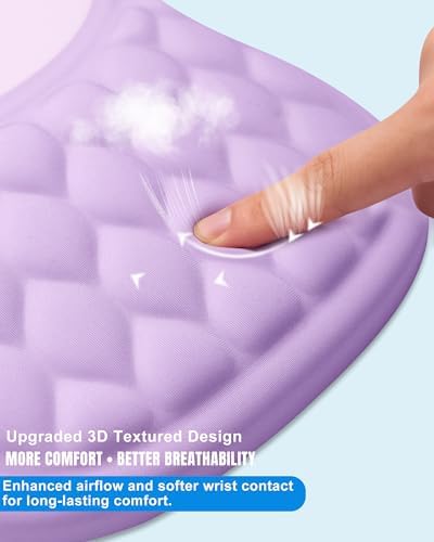 Ergonomic Mouse Pad with Sloped Memory Foam Wrist Rest, Purple&Grey
