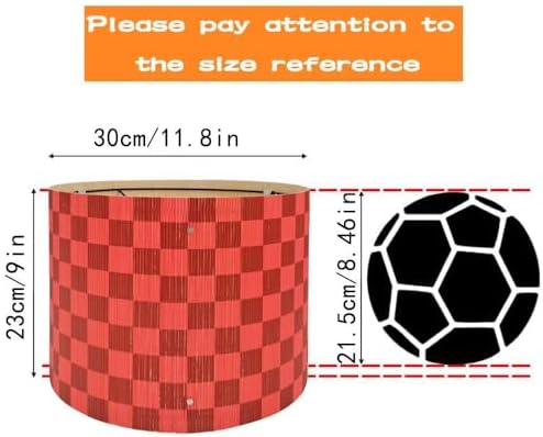 Modern Lamp Shade with Colorful and Natural Checkered Pattern Bamboo Made, Translucent Drum Shape, 11.8 Inch for Table and Floor Lamps, Ideal for livingroom bedroom (Red mix)