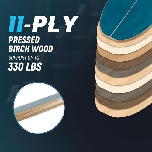 Goplus Balance Board Trainer for Adults, Wooden Balancing Board with Cork Roller and Storage Rack to Exercise and Build Core Strength, Wobble Board for Skateboard, Snowboard