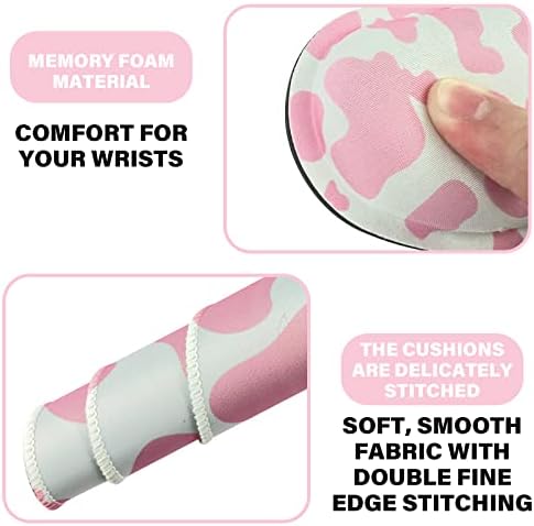 3Pcs Large Gaming Mouse Pad Desk Mat,Keyboard Mouse Wrist Rest Support Set,Extended Laptop Mouse Pad Memory Foam Non-Slip Base for Gamer Home Office(31.5x15.7in)-Pink Cow Pattern