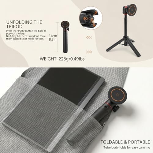 Portable Travel Monitor Stand Magnetic Metal Tripod for Monitor/iPad/iPhone