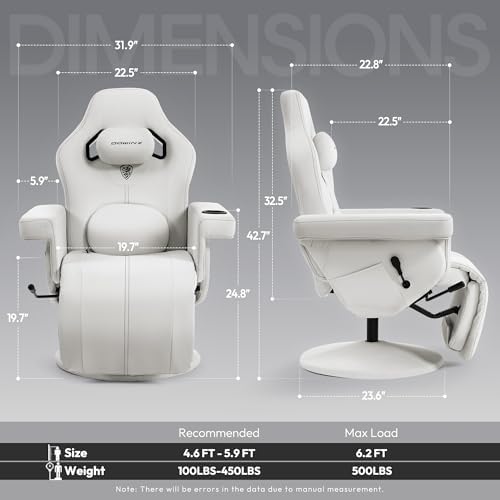 Dowinx Gaming Recliner Chair No Wheels with Footrest Shtasu Massage Lumbar