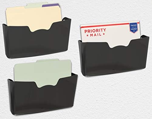 Simple Houseware Single Pocket Wall Mount for Hanging File Holder, 3 Packs, Black