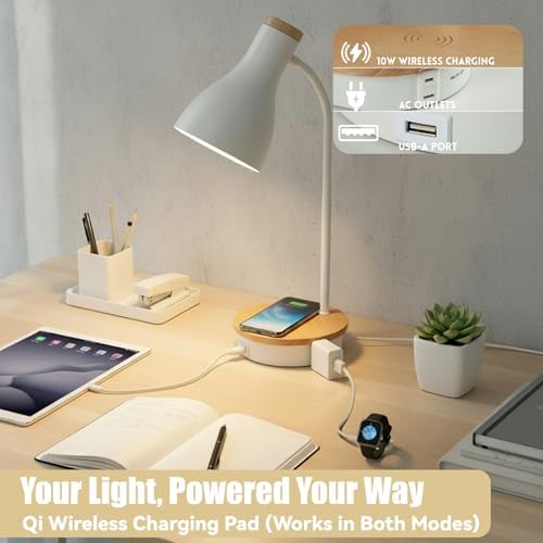 LALISU Desk Lamp for Home Office, 10W Fast Wireless Charger Desk Light