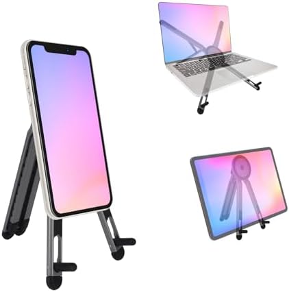 Multifunctional Magnetic Phone Stand, 8-Level Adjustable Height 4 in 1 Magnet Laptop Stand Foldable Portable Device Holder Compatible with Phone Laptops Tablets Desk & Car Use Accessories