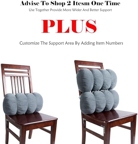 ALIBO Fluffy Nonslip Low Back Lumbar Support Half Moon Bolster Roll Bubble Pillow for Office Chair Recliner D Shaped Roll Car Seat Back Support Cushion with Adjustable Straps