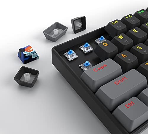 Owpkeenthy Wired 60% Percent Mechanical Gaming Keyboard with Blue Switch Ultra Compact RGB Gaming Keyboard Backlit Keys N-Key Rollover for PC Gamer (Dark/Blue Switch)