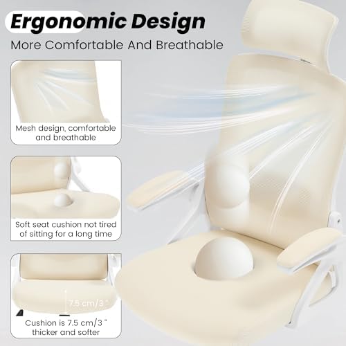 Ergonomic Mesh Office Chair with 2D Adjustable Headrest and Lumbar Support