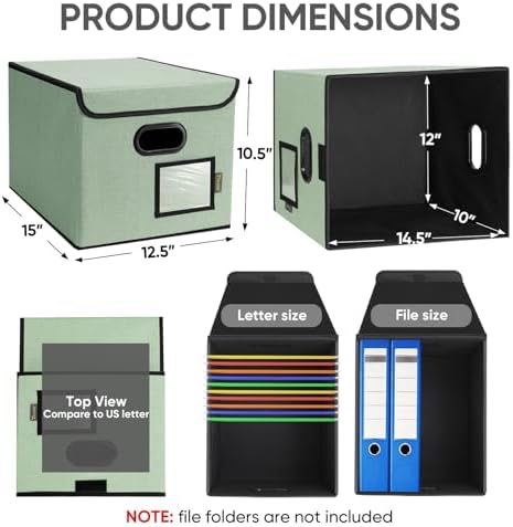 BALEINE File Organizer Box with Lid, Collapsible Hanging File Storage Box