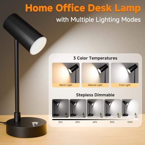 ShineTech LED Desk Lamp for Home Office, Small Table Lamp for Study & Work