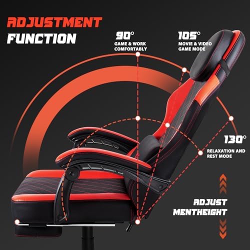 VITESSE 400 lbs Red Ergonomic Video Gaming Chair for Adults