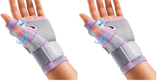 CAMBIVO Thumb Brace with Adjustable Straps, Breathable Wrist Support with Open-Palm for Arthritis, De Quervain's Tenosynovitis, Sprains, Fits Right or Left (Pink, L/XL) (Pack of 2)