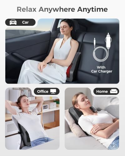 Boriwat Back Massager with Heat, 3D Kneading Massage Pillow for Back, Neck, Shoulder, Leg Pain Relief Deep Tissue, Gifts for Women Men Mom Dad(Dark Gray)