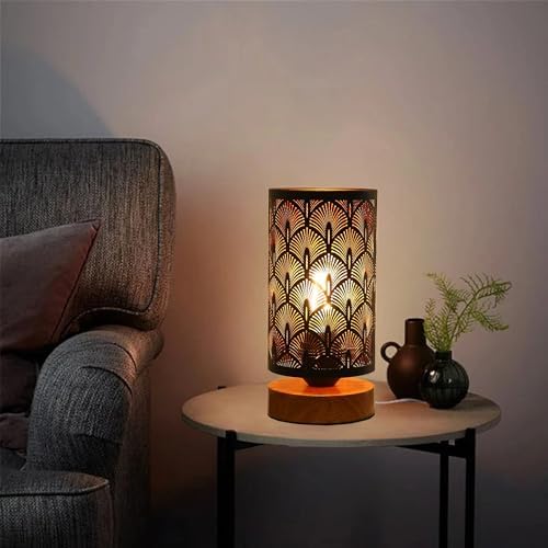 Small Industrial Table Lamps Dimmable, Bedside Lamps for Nightstand,End Table Side Desk lamp with Rustic Black Metal Cage Lampshade for Bedroom, Kids Room Living Room 2700K LED Bulb Included