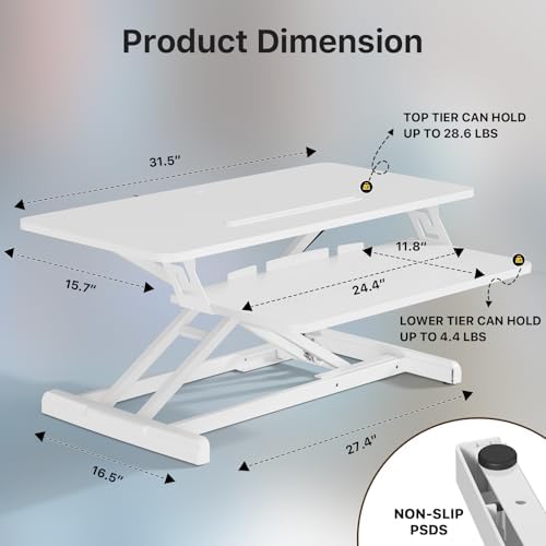 JOY worker 32" Standing Desk Converter, Height Adjustable Stand Up Riser
