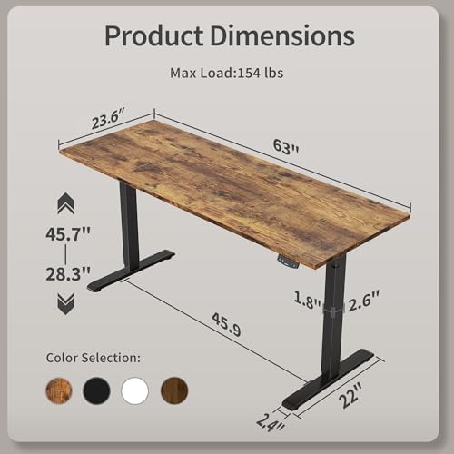 Agilestic 63*24 Inch Height Adjustable Electric Standing Desk, Rustic Brown