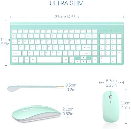 Wireless Keyboard and Mouse Ultra Slim Combo, TopMate - Mint Green