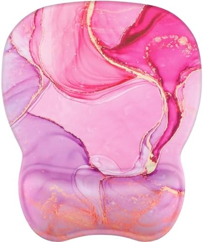 MROCO Ergonomic Mouse Pad with Gel Wrist Rest, 9.4 x 8.1 in, Pink Marble