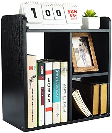 PAG-Mass Desktop Bookshelf Freestanding Wooden Countertop Bookcase Accessories Organizer Display Rack Dorm Desk Storage Shelf