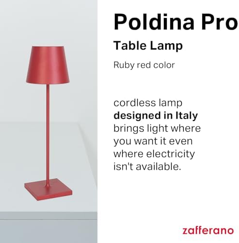 Zafferano, Poldina Pro, Rechargeable Cordless Lamp, Ruby Red