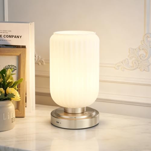 LightRound Cordless Table Lamp for Bedroom, Touch Stepless Dimmable