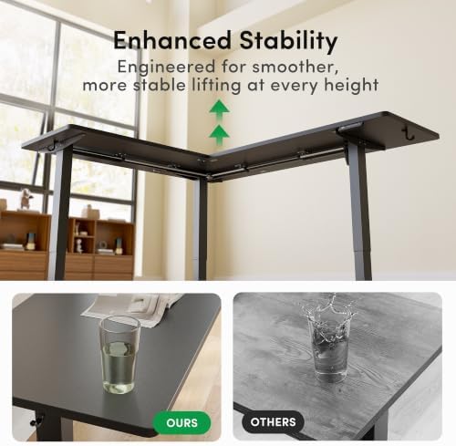 FEZIBO 75" x 63" L-Shaped Standing Desk - Adjustable Corner Desk L Shape, L-Shaped Adjustable Desk with Splice Board, L Shape Standing Desk, Black