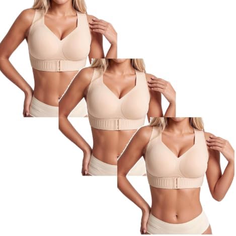 Posture Support Bras For Older Women Front Closure Crossback Wireless Bra Seamless Full Coverage Push Up Bralettes