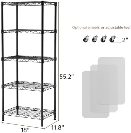 SINGAYE Small Wire 5 Adjustable Shelves Pantry Metal Shelf Floor Organizer