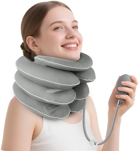 Inflatable Neck Stretcher Cervical Traction Device, Adjustable Neck Brace for Instant Neck Pain Relief, Neck Decompression at Home, Support for Pinched Nerve & Neck Extender Pillow