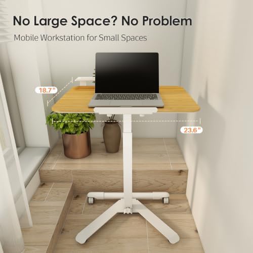 ROMOON Rolling Standing Desk with Wheels, Sit-Stand Portable Laptop Cart