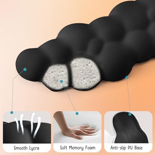Keyboard Wrist Rest Mouse Wrist Support Set, Cloud Keybroad Wrist Rest Pad with Non-Slip PU Base, Memory Foam Wrist Rest for Pain Relief Computer Laptop Gaming Home Office, Black