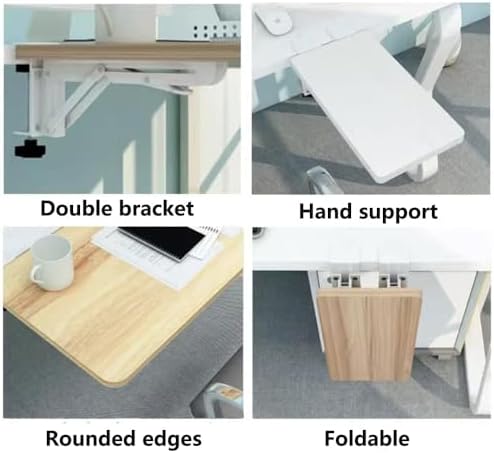 Foldable Clamp-On Desk Extender Tray with Wrist Rest - Ergonomic Keyboard Shelf for Computer Arm Support