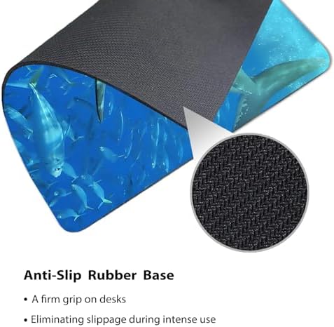 9.5x7.9 Inch Office/Gaming Mouse Pad, Great White Shark Dominating a School of Fish in The Blue Ocean Cute Anti-Slip Mat for Desk