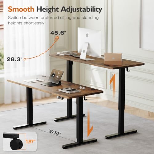 Monomi 48" x24“ Electric Height Adjustable Standing Desk,Rustic Brown