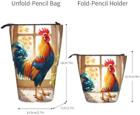 Sunflower Chicken Rooster Standing Pencil Case