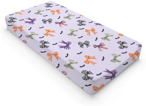 Halloween Bows Pattern Baby Changing Pad Cover, Unisex Fall Winter Holiday Nursery Diaper Changing Table Pad Mat Sheet for Boys Girls-16x32
