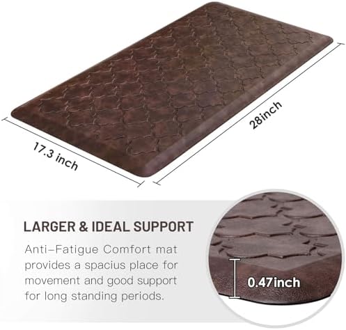 WISELIFE Kitchen Mat, Cushioned Anti Fatigue Floor Mat, 17.3"x28" Brown