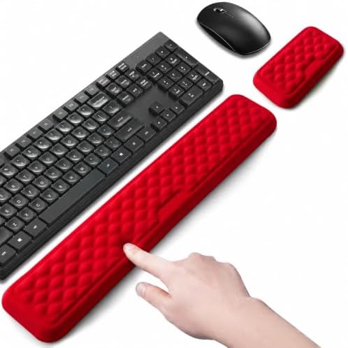 Keyboard Wrist Rest Mouse Wrist Support, Memory Foam Wrist Rest Pad for Computer Laptop, Ergonomic Wrist Cushion Support for Typing Pain Relief, Gaming Home Office, Red
