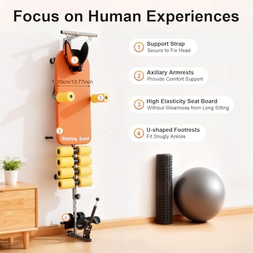 Inline Back Stretch Bench With Cervical Traction,Back and Neck Decompression with Inversion Alternative Adjustable Design 286.6 Lbs Weight Capacity for Lower Back Pain Relief Relieve Neck Pressure