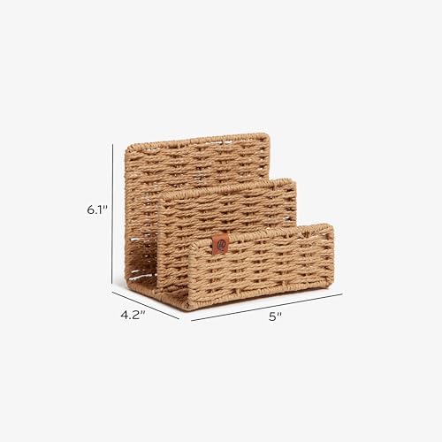 U Brands Mail Organizer, Woven Letter Sorter, Desk Organizer, Wicker Woven