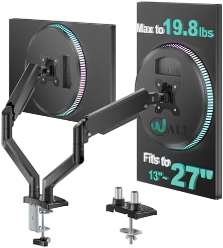 WALI Adjustable Dual Monitor Arm for 13-27 inch Screens, 19.8 lbs per Arm