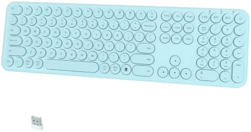 Quiet Wireless Keyboard, Round Keycaps, Low Profile Slim Design (Blue)