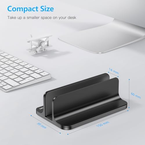 OMOTON Vertical Laptop Stand, Adjustable Dock for MacBook, Black & Black