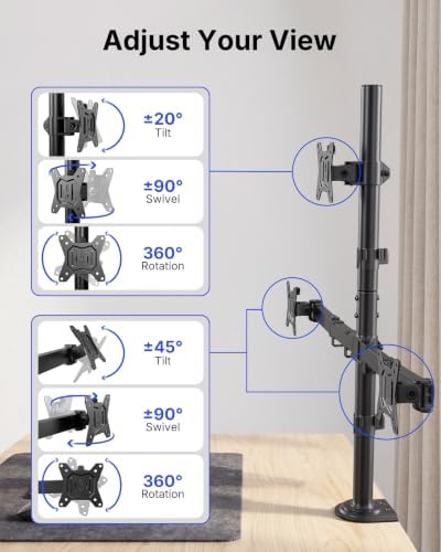 HUANUO Triple Monitor Mount for 13-32 Inch Monitors, Holds 22 lbs per Arm