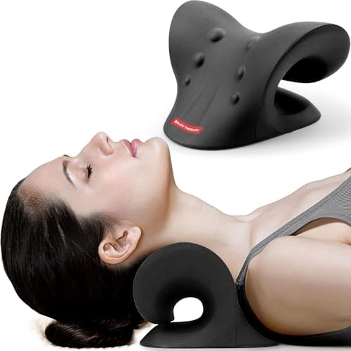 Neck and Shoulder Relaxer, Cervical Traction Device for TMJ Pain Relief, Neck Hump & Cervical Spine Alignment, Chiropractic Neck Stretcher Pillow