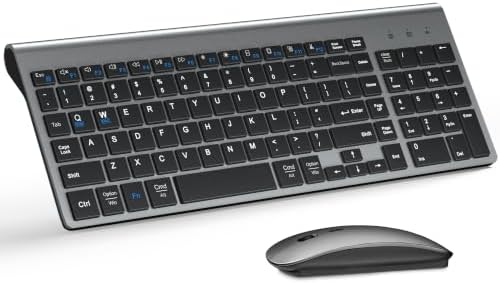 Wireless Keyboard and Mouse Ultra Slim Combo with Dual System - Gray Black