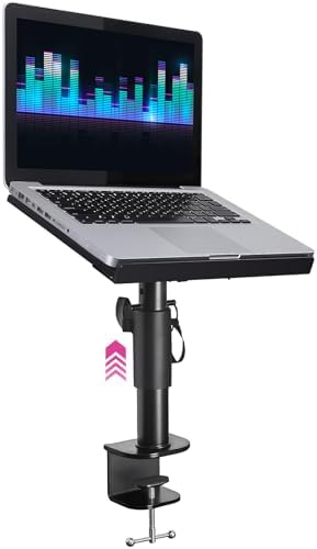 Liquid Stands Laptop Desk Mount for Piano, Keyboard & DJ Workstations - 9x12.5 Adjustable Laptop Arm Mount for Desk Holds Up to 65 LBS– Ergonomic & Adjustable Design