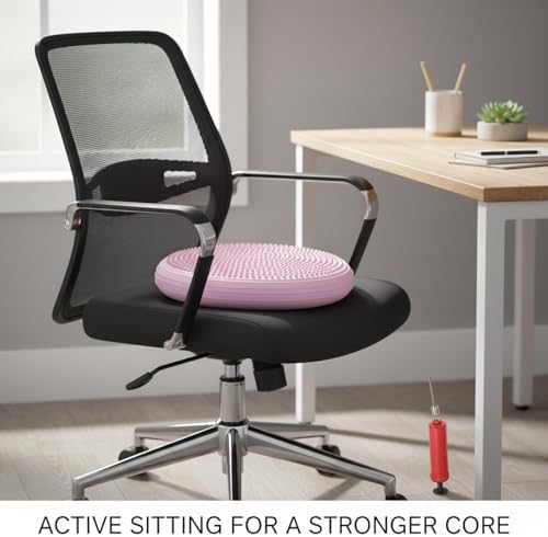 13-Inch Inflatable Balance Disc with Hand Pump, PVC Wobble Cushion for Office Chair Stability and Balance Exercises