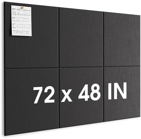 MaxGear Extra Large Bulletin Board 72" x 48", Black Felt Wall Tiles Pushpin